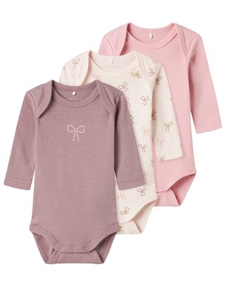 Barely Pink Bow Bodystockings - 3 Pak